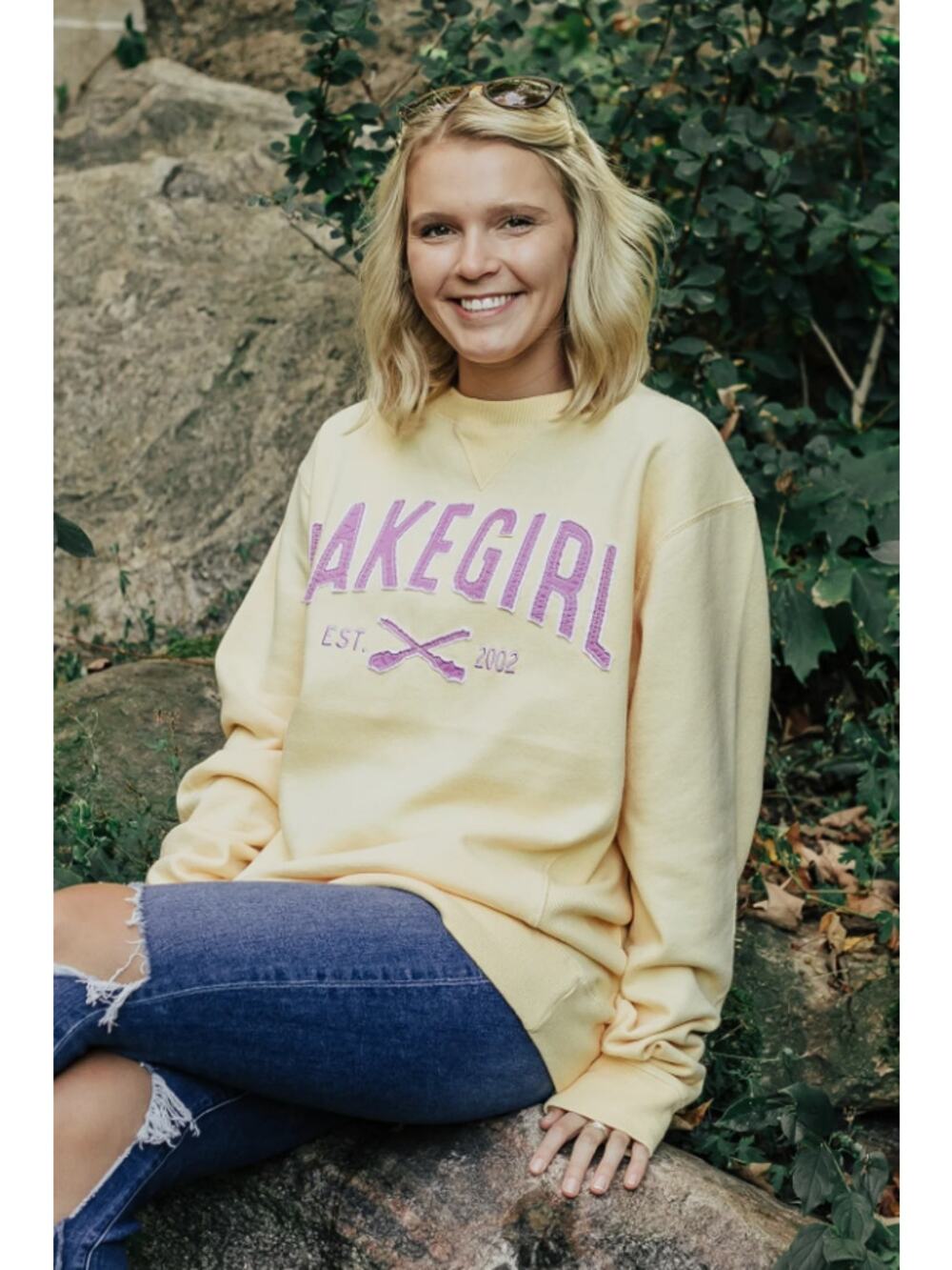 Lakegirl Sanded Fleece Paddles Crew Neck Sweatshirt Women Size 2XL Butter Yellow
